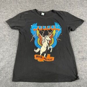 Pacific T Shirt Mens Medium Black Pegasus Rock Music Short Sleeve Cotton‎ Wings